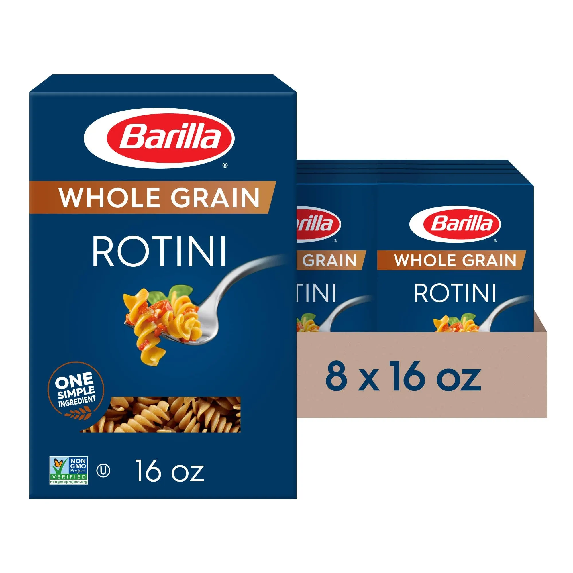 Barilla Whole Grain Pasta, Rotini, 16 Ounce (Pack of 8)