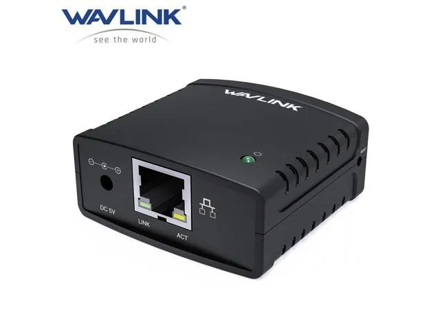 Wavlink USB2.0 Network Print Server, LAN Print Share Server for USB Printers, LPR Print Protocol 10/100Mbps Computer Print Server Adapter for Windows 7/8/8.1/XP/10/11/Vista, MacOS 10.7 or above