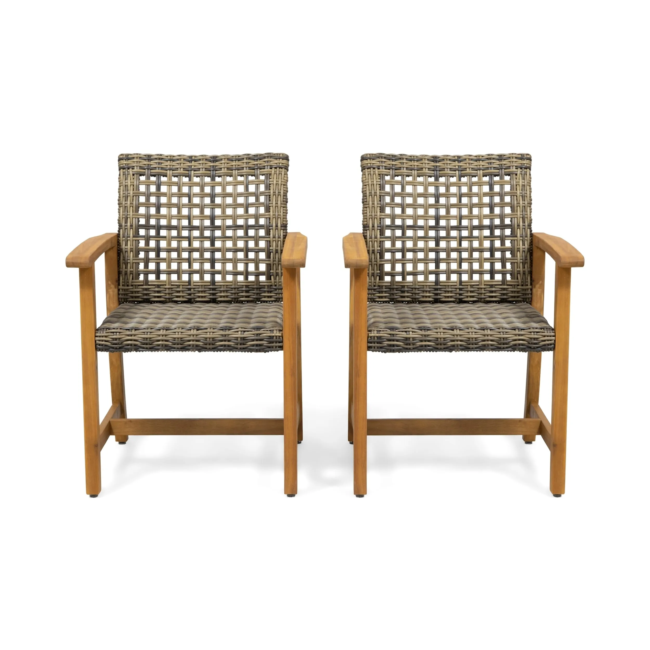 Hampton Outdoor Acacia Wood and Wicker Dining Chair (Set of 2) by Christopher Knight Home