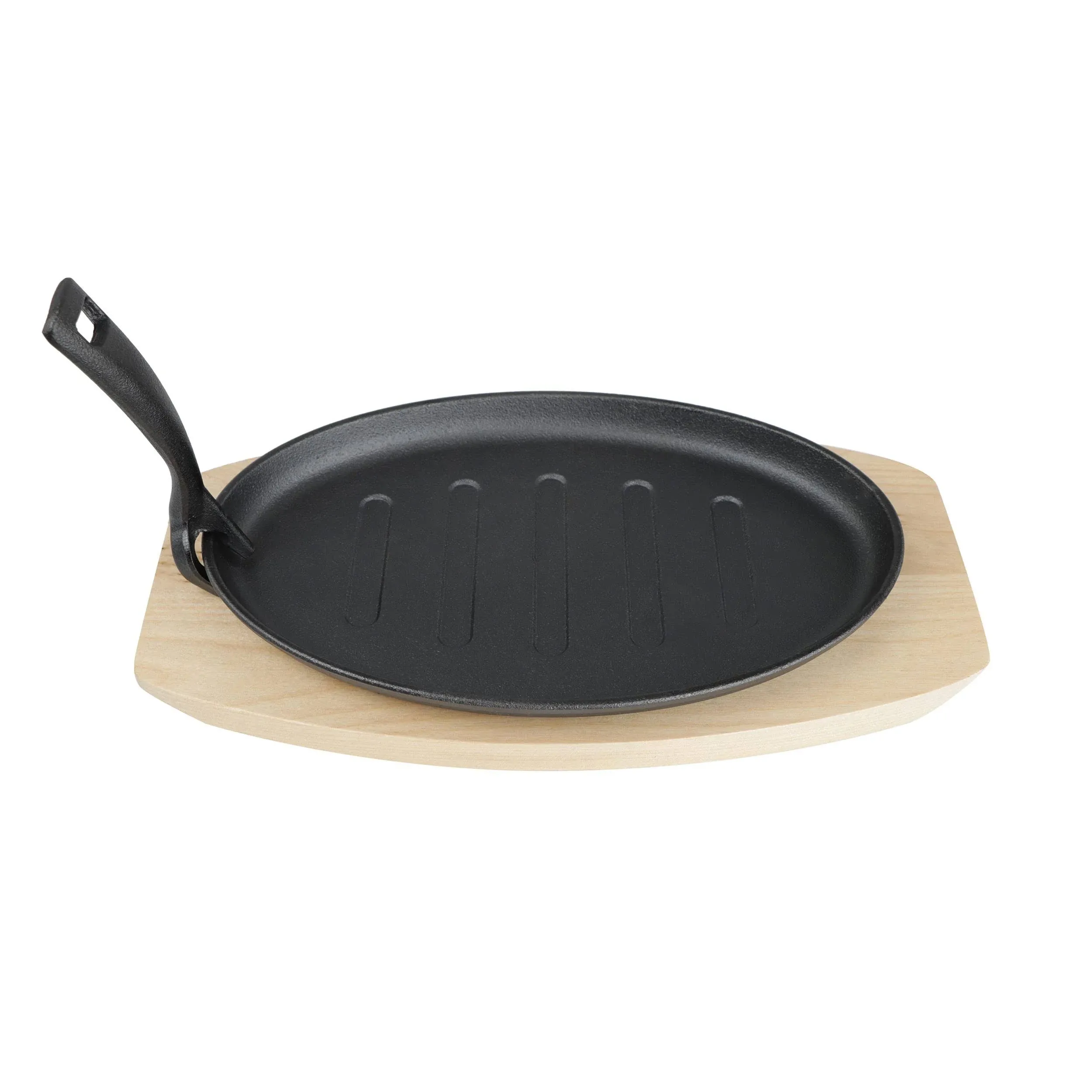 Lot45 Cast Iron Fajita Sizzling Pan- 10in Hot Dish Sizzling Plate Serving Platter ...