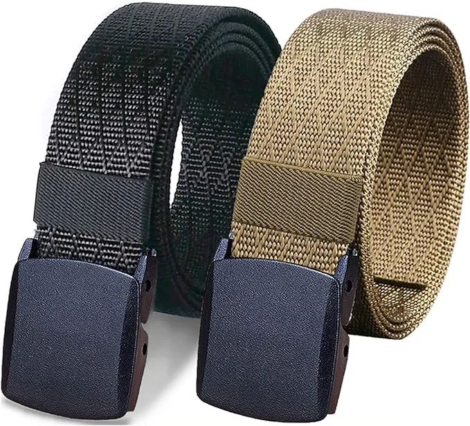 WYuZe 2 Pack Nylon Belt Outdoor Military Web Belt 1.5" Men Tactical Webbing Belt