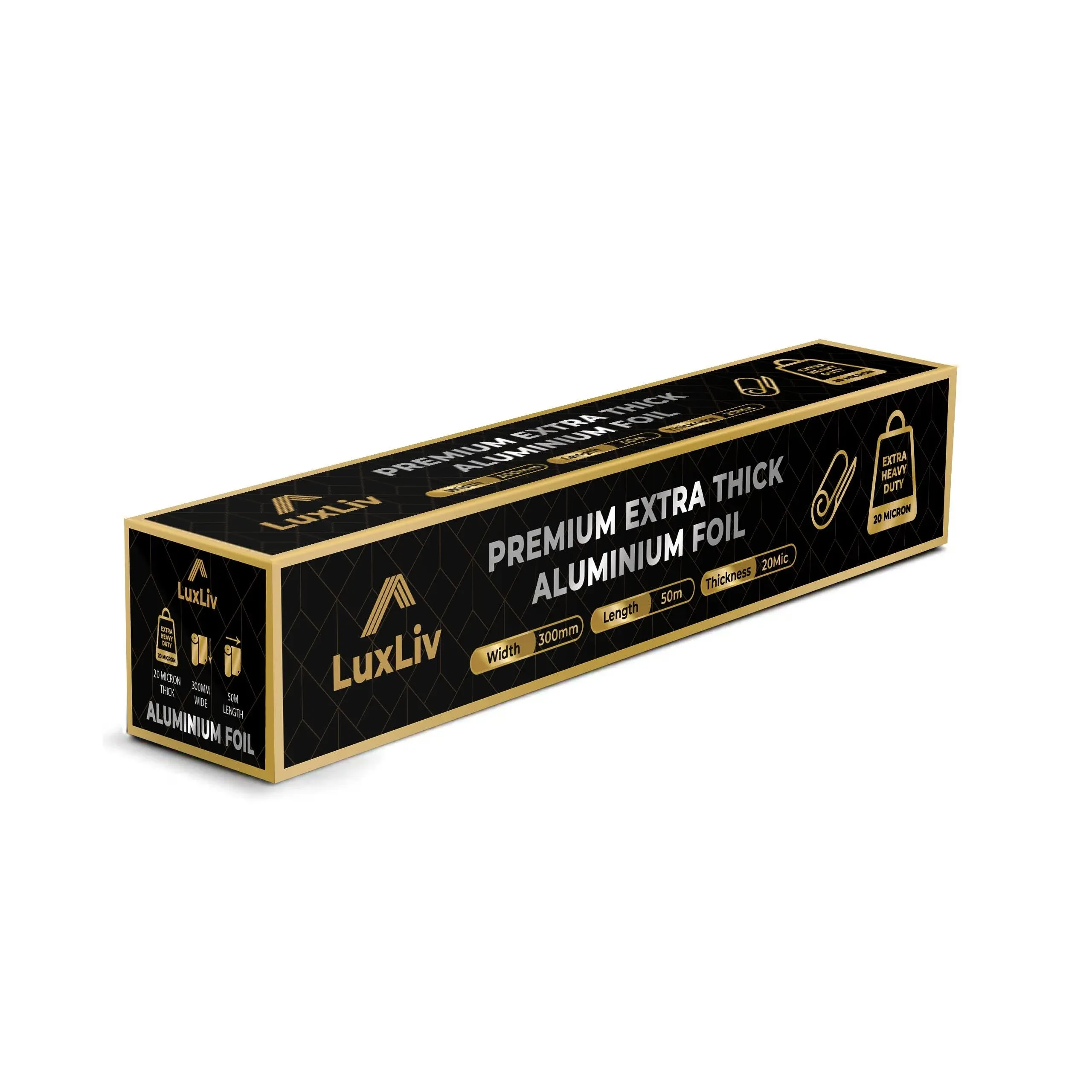 LuxLiv Extra Thick Heavy Duty 20 Micron Kitchen Catering Aluminum Foil Premium ...