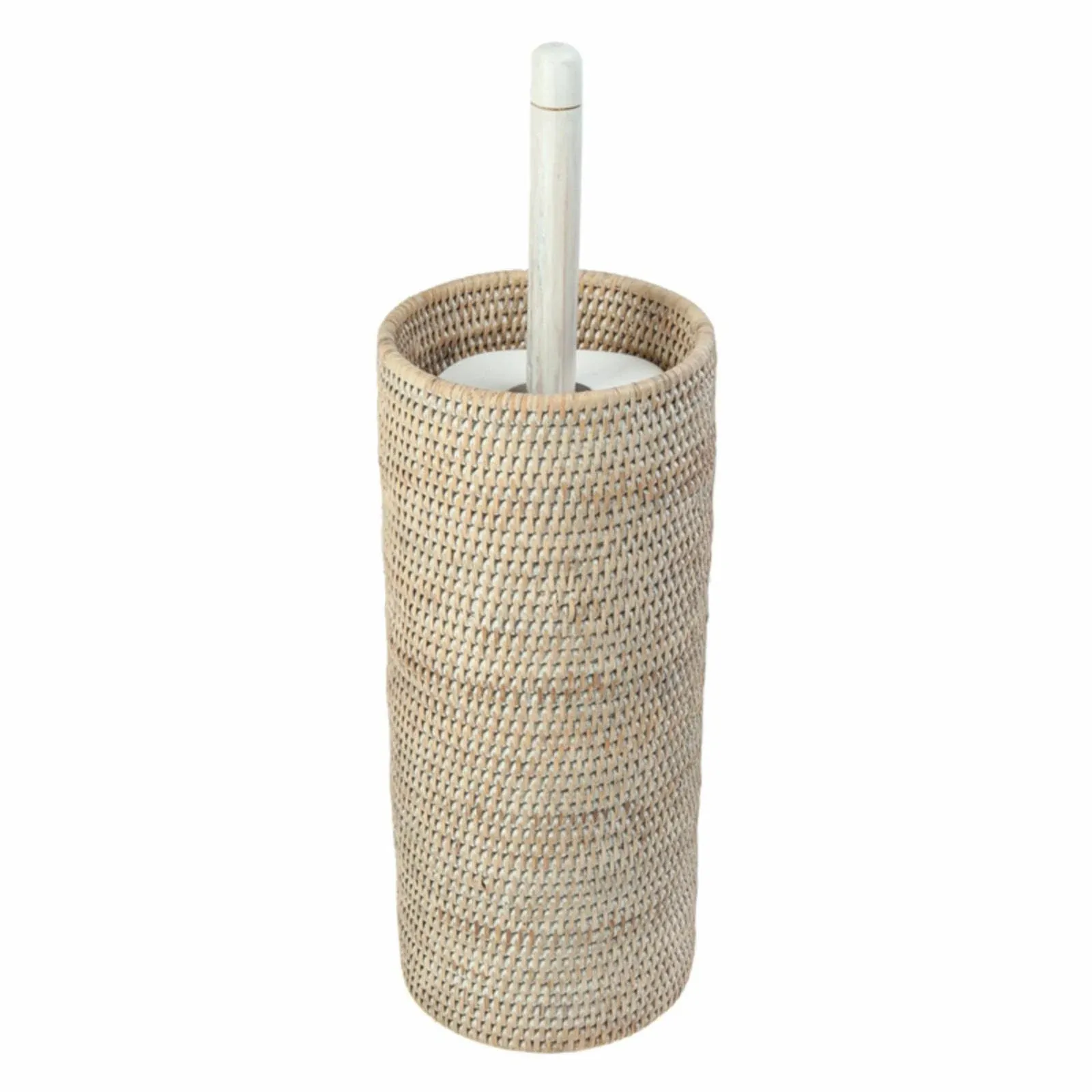 La Jolla Handwoven Rattan Toilet Roll Stand, 3 Rolls, White-Wash