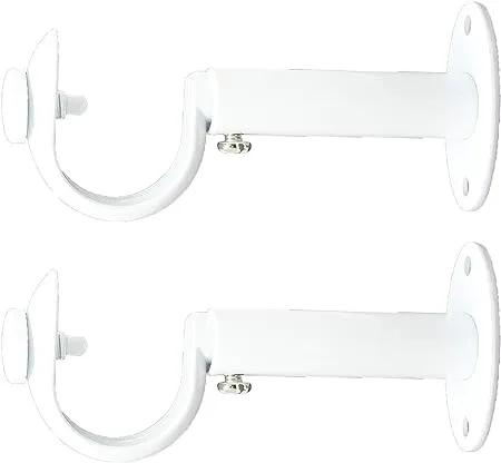 Urbanest Adjustable Curtain Rod Bracket, 1 1/8 inch-1 1/4 inch, Glossy White, Set ...