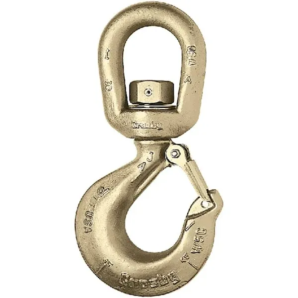 Crosby L-322AN 3 Ton Alloy Swivel Eye Hook w/Latch - 1048834