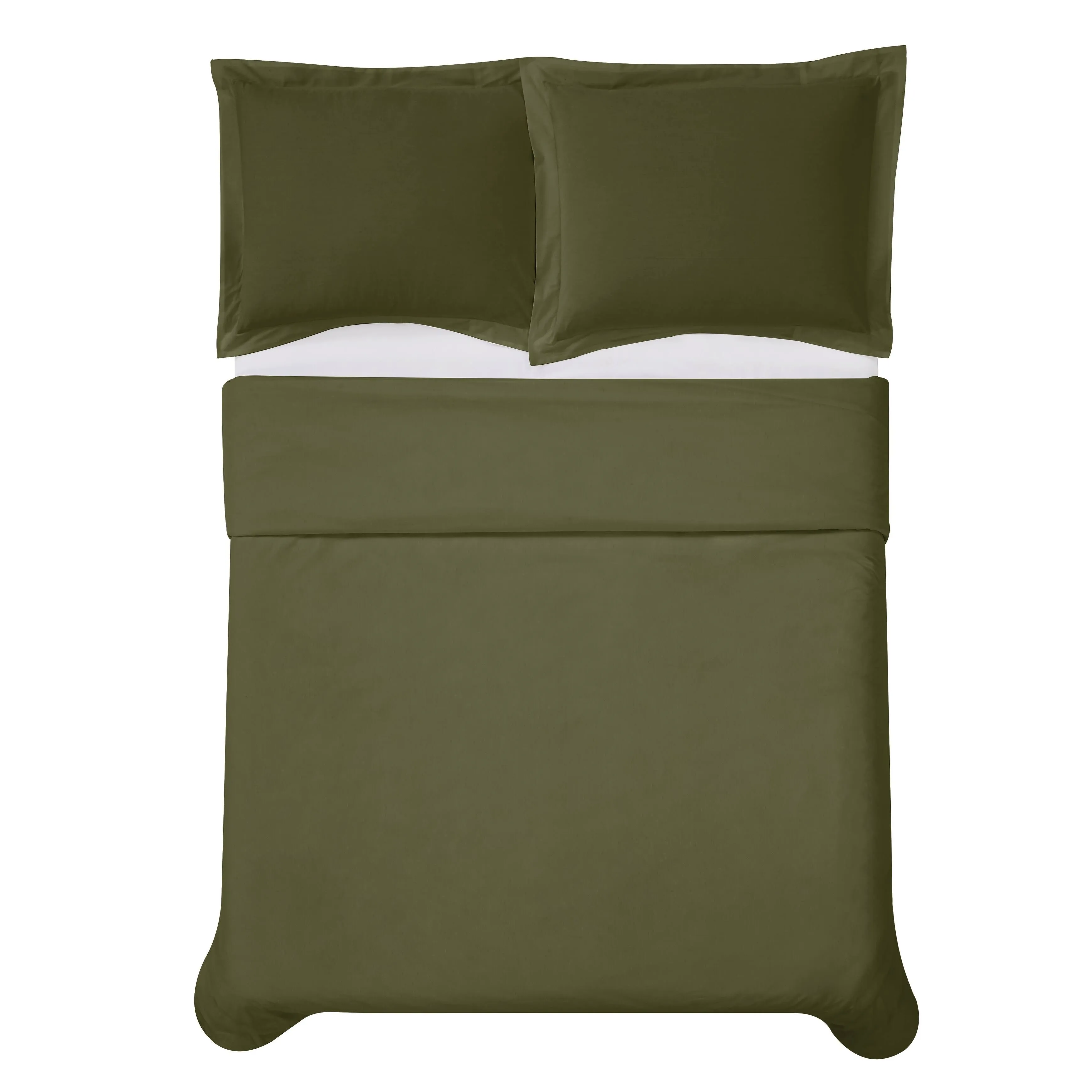 Cannon Solid Percale 2-Piece Green Cotton Twin Duvet Cover Set