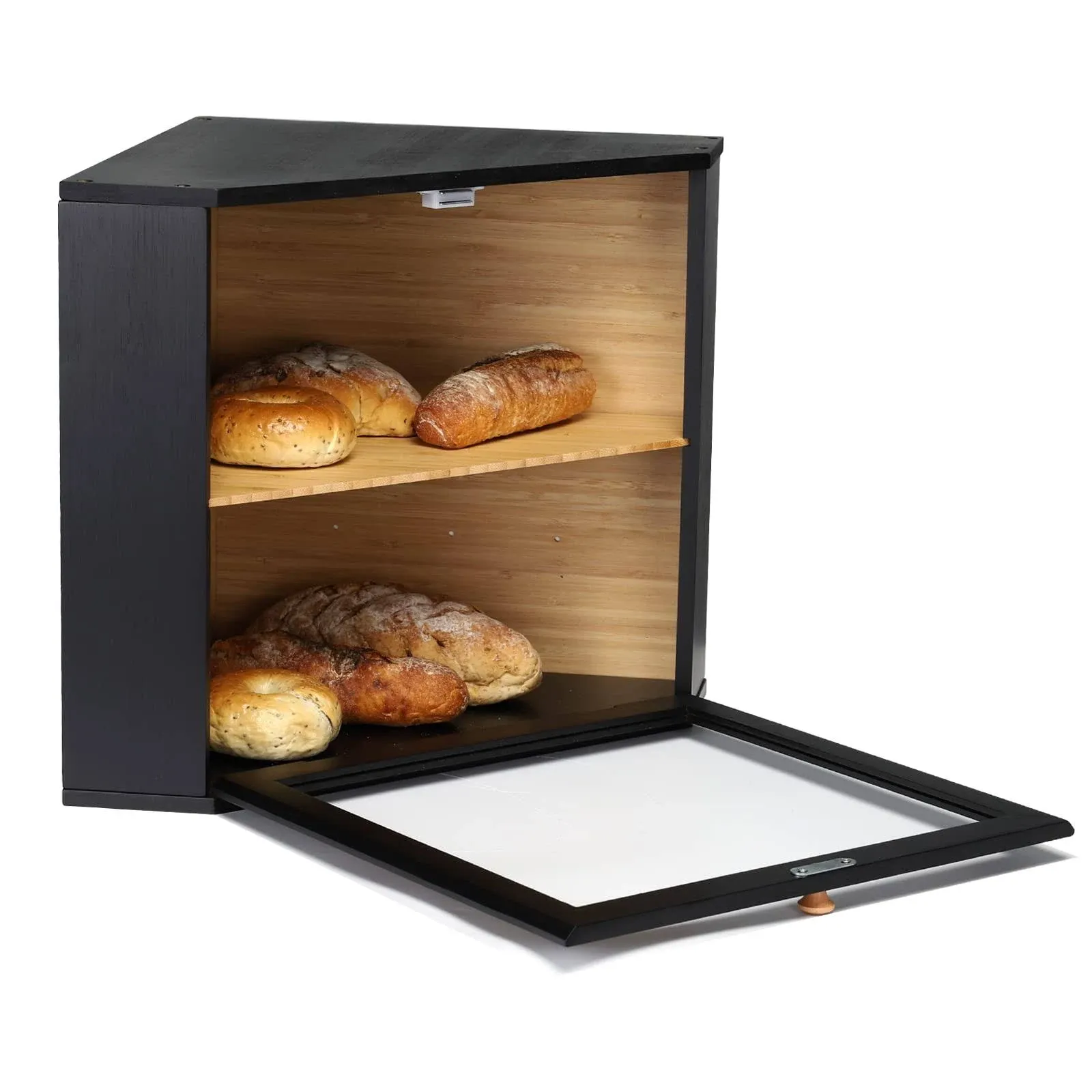 Loon Peak Double Layers Bamboo Corner Bread Box