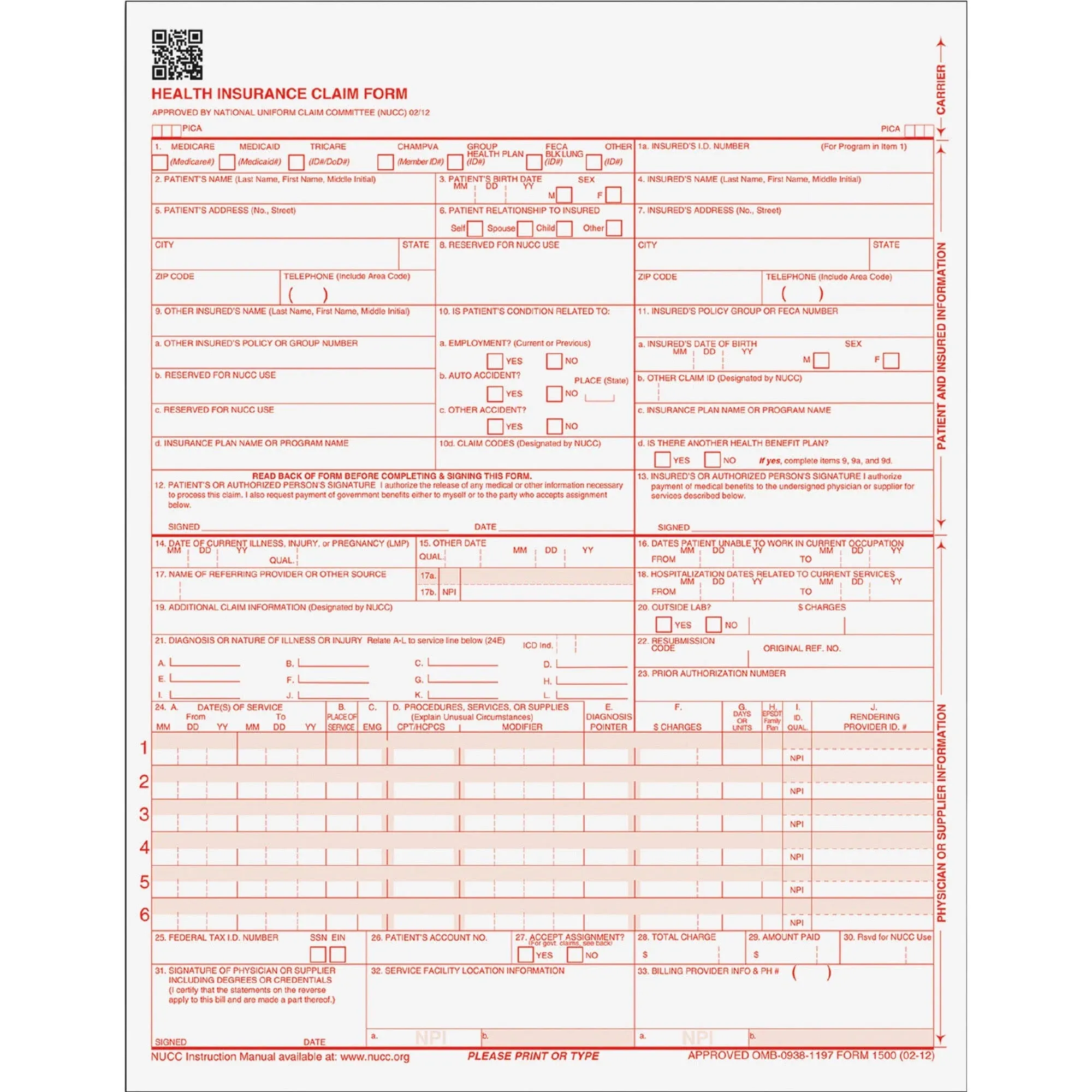 Tops Centers for Medicare and Medicaid Services Forms, 8 1/2 x 11, 250