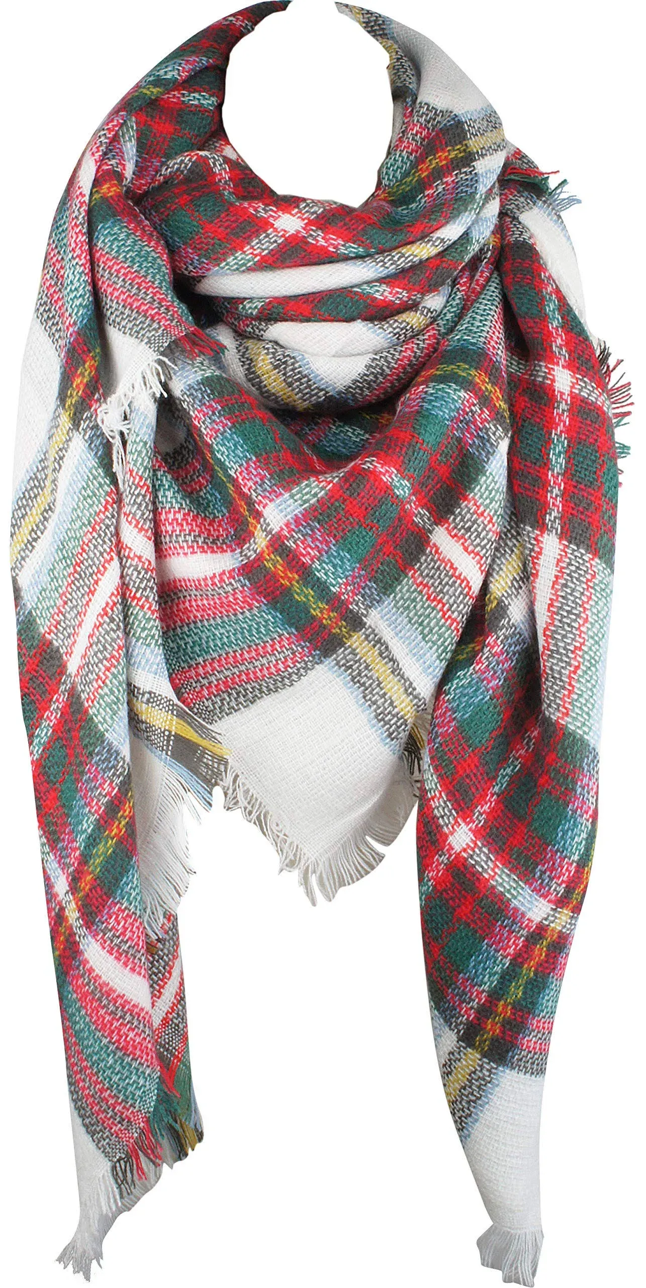 Women's Fall Winter Scarf Classic Tassel Plaid Tartan Warm Soft Chunky Large Blanket Wrap Shawl Scarves