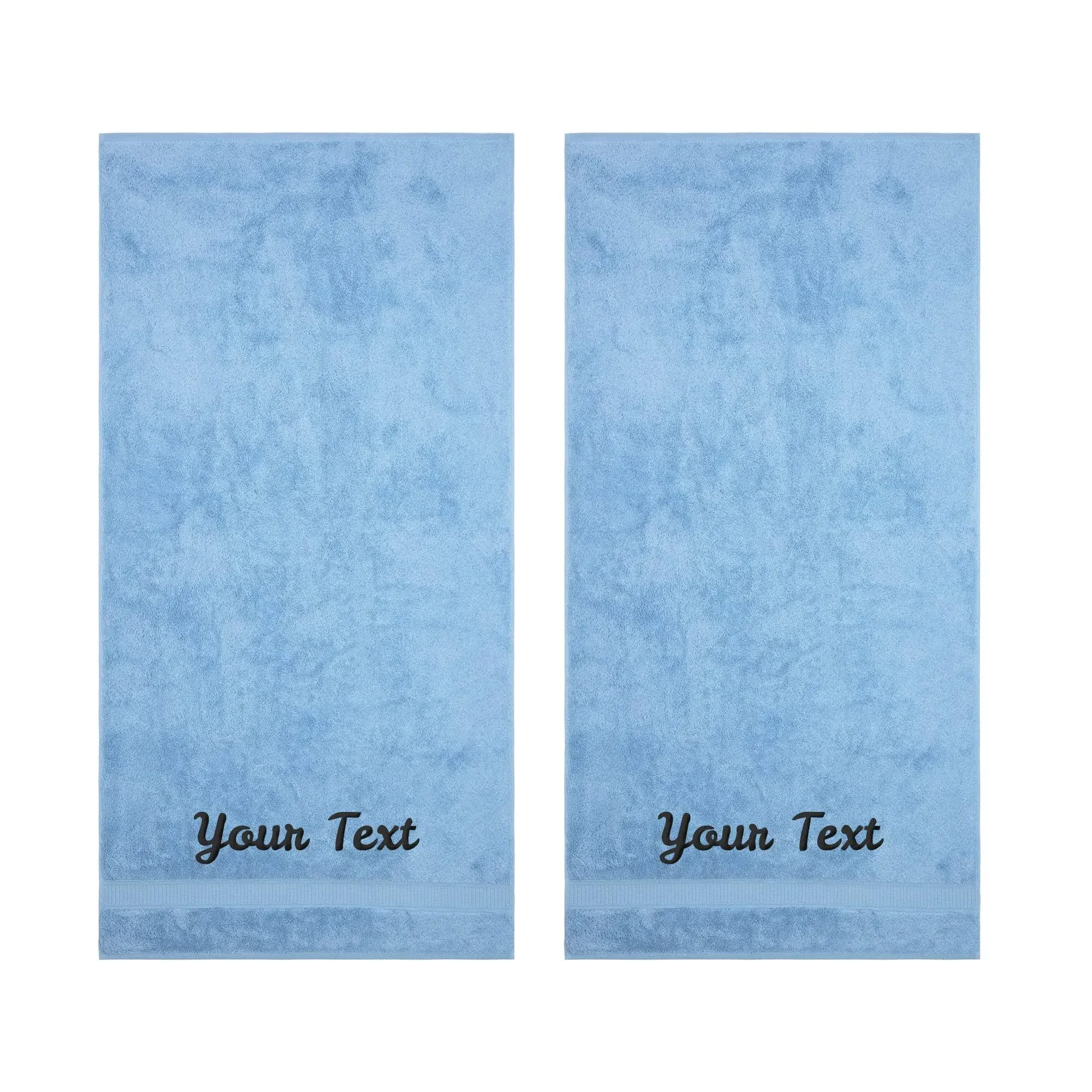 Personalized Towels, Hotel & Spa Quality, Super Soft, Highly Absorbent, 100% Turkish Genuine Cotton Monogrammed 2 Piece Bath Towel Set for Bathroom, Spa, Gym, Shower, Pool, College Dorm, Blue