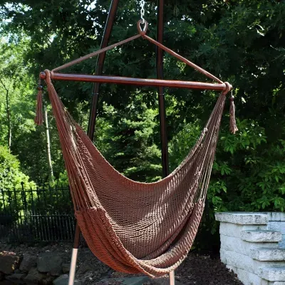 Sunnydaze Decor Sunnydaze Caribbean Style X-Large Hanging Rope Hammock Chair, Brown, Assorted