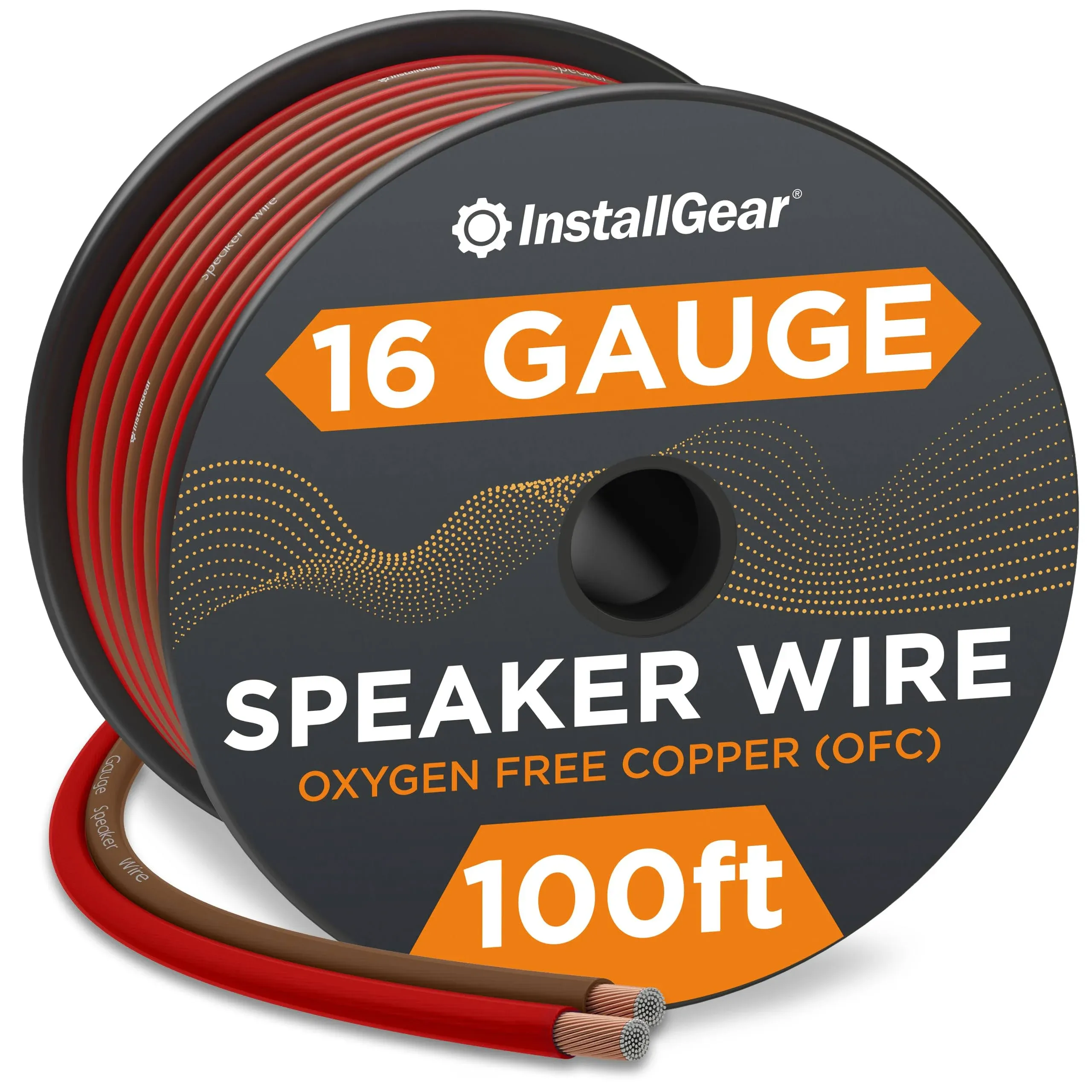 InstallGear 16 Gauge Speaker Wire OFC Oxygen-Free Copper, 100-feet Red/Brown 