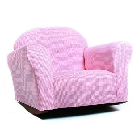 Keet Roundy Gingham Rocking Kids Chair, Pink