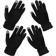 2 Pairs Women&#039;s Winter Touchscreen Gloves Warm Fleece Lined Knit Gloves Elastic 