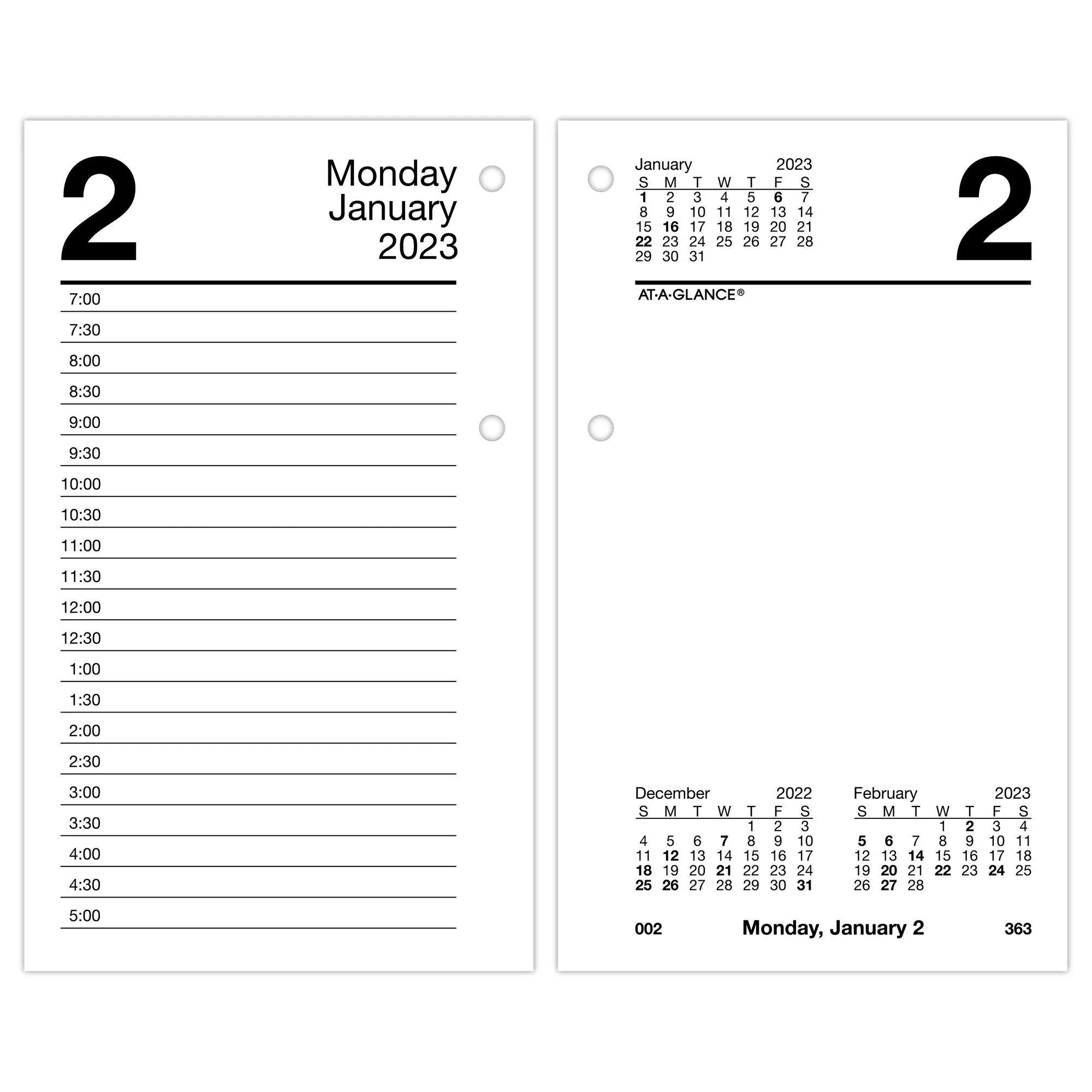 AT-A-GLANCE Recycled Daily Loose-Leaf Desk Calendar Refill