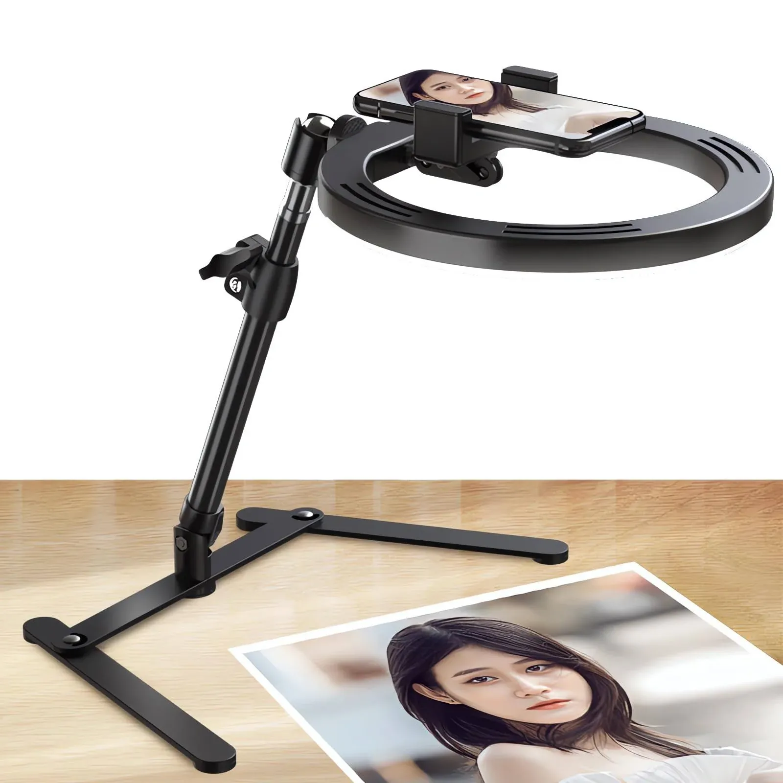 10.5&#034; Selfie Ring Light with Stand for Laptop Overhead Phone Mount Tabletop