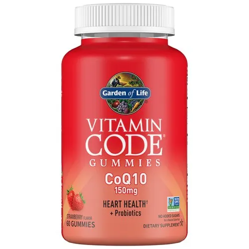 Garden of Life
           Vitamin Code - CoQ10 Gummies Strawberry -- 150 mg - 60 Gummies
        
        
        
        
        
          
          SKU #: 658010133302
          
            Shipping Weight:
              0.52 lb
            
          
          
            Servings:
              30