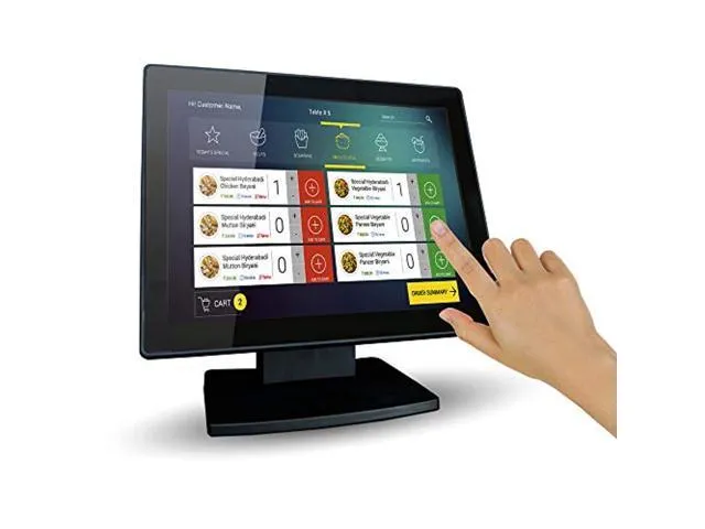 12-Inch Capacitive Multi-Touch POS TFT LED Touchscreen Monitor, True Flat Seamless Design with Adjustable POS Stand for Retail Restaurant, HDMI.