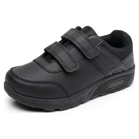 Blikcon Boys School Uniform Dress Shoe Loafer Shoes Double Hook and Loop (Color : Black, Size : 11 Little Kid)