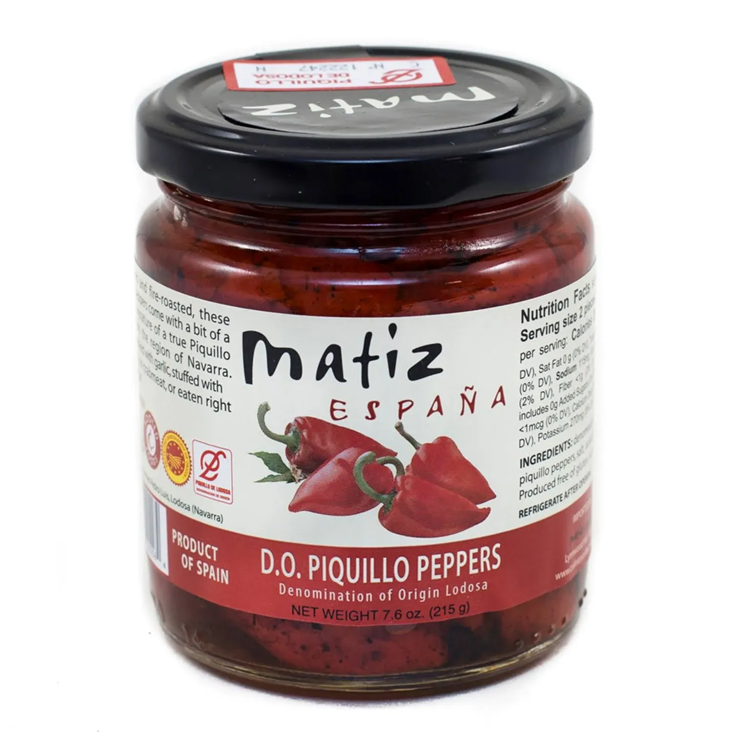 Matiz Espana Piquillo Peppers, Denomination of Origin Lodosa, 7.6 ounce (1 Jar)