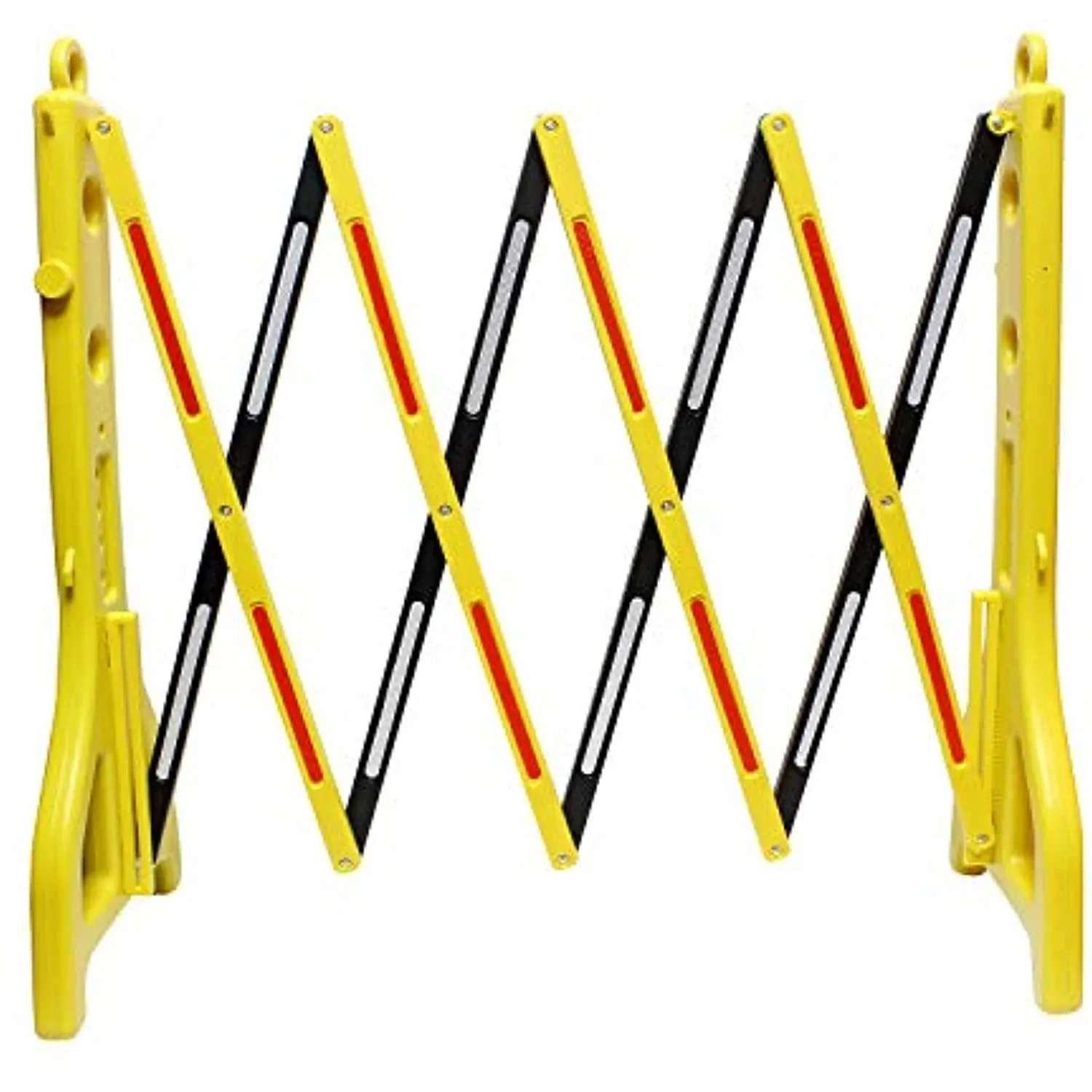 BISupply | Folding Barricade 8 ft Portable Road Safety Barrier with Reflectors, Yellow