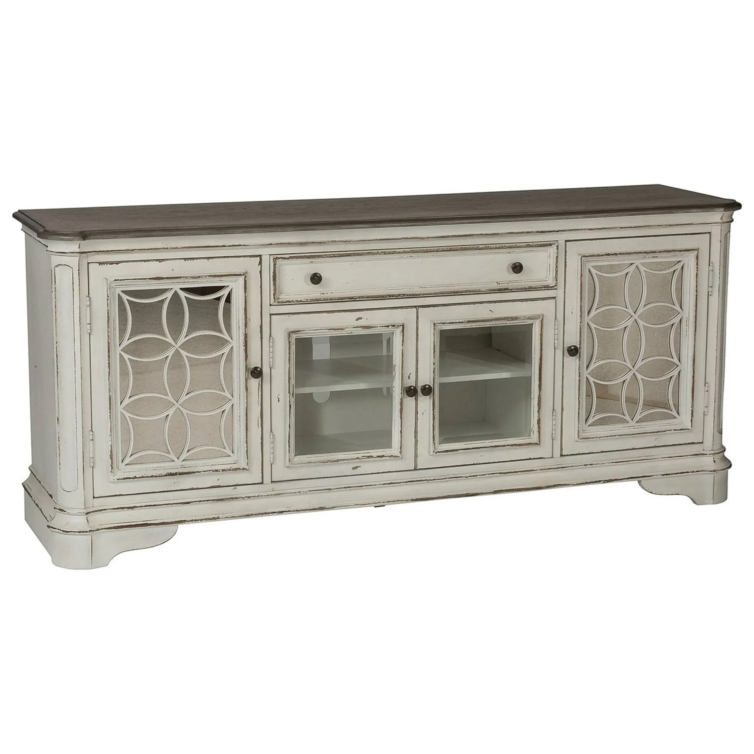 Liberty Furniture Magnolia Manor Entertainment TV Stand in Antique White