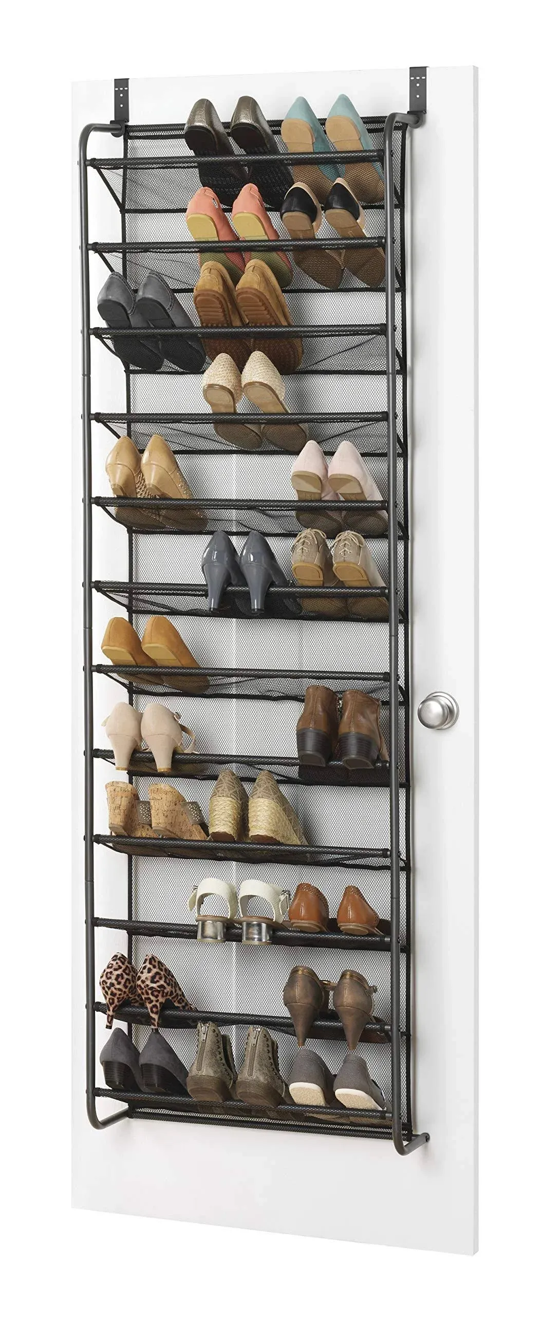 Whitmor 36-Pair Over-the-Door Shoe Rack Gunmetal