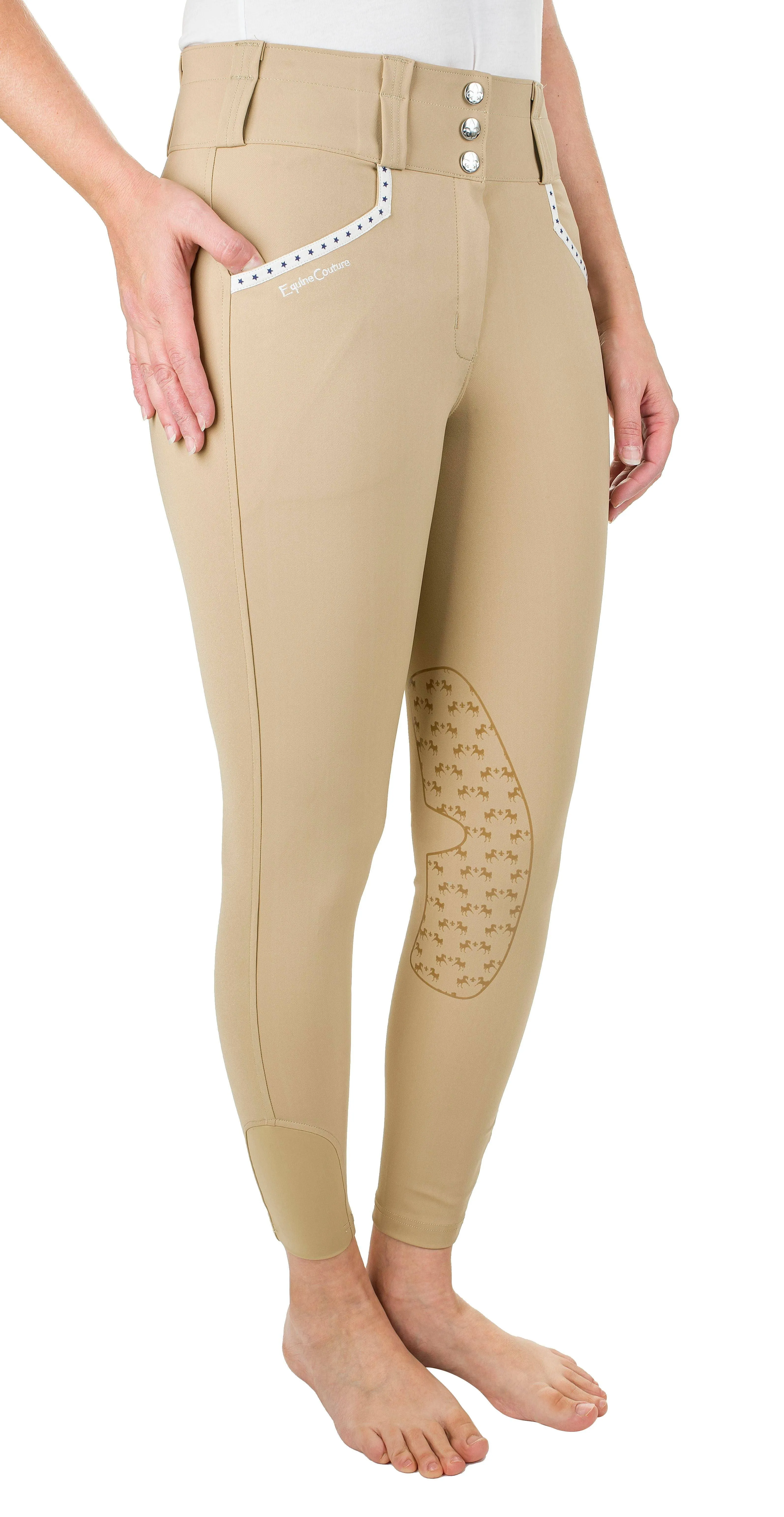 Equine Couture Ladies Nicole Knee Patch Breech 32 Charcoal