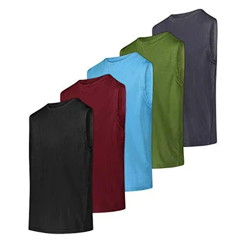 5 Pack: Boys Dry-Fit Active Athletic Performance Tank Top