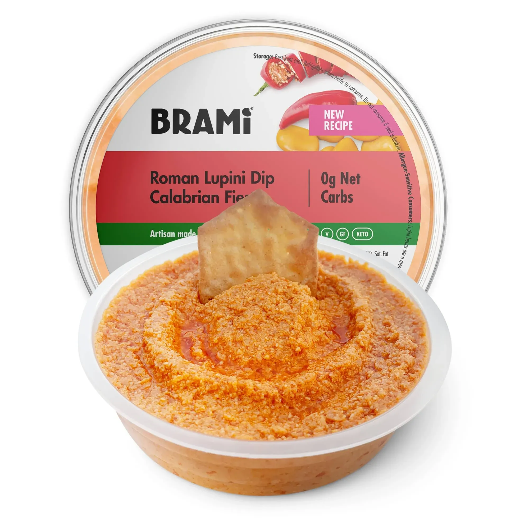 Brami Roman Lupini Bean Dip, Spread & Hummus | 0g Sugar, 0g Net Carbs | Keto, Vegan,