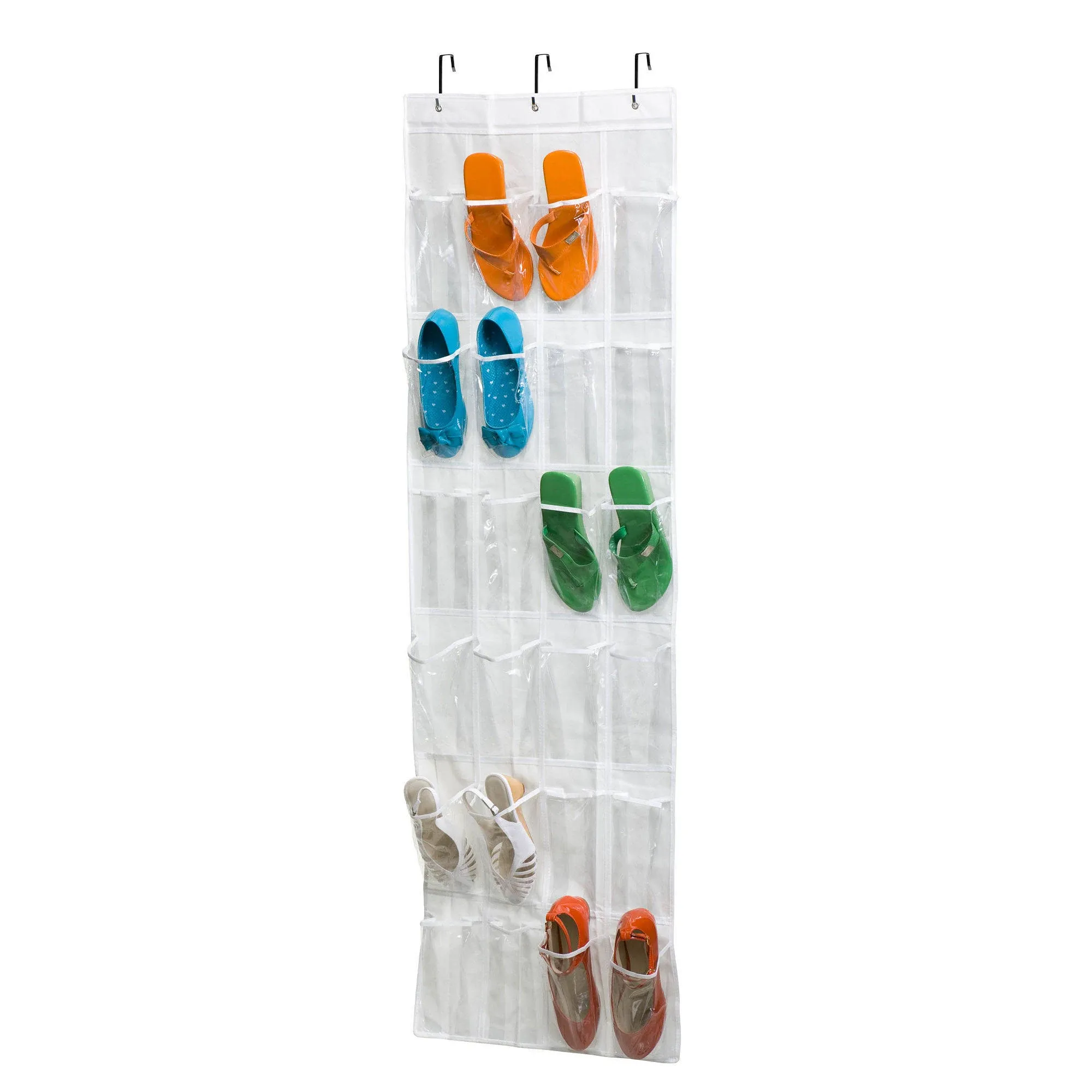 Honey Can Do 24 Pocket Otd Peva Shoe Rack, white/clear (SFT-01423)