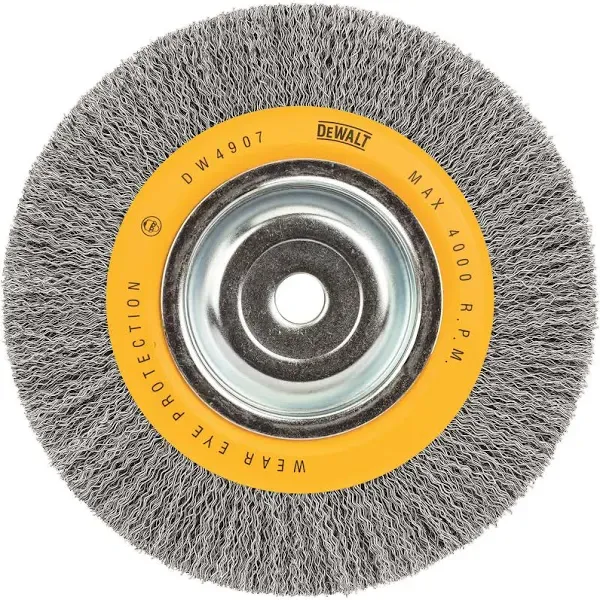 8" crimped bench wire wheel 5/8" abror, wide face, .014" wire