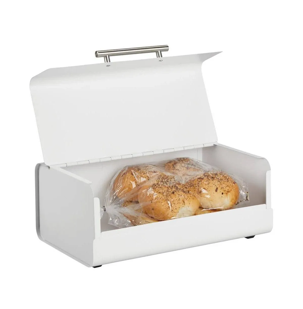 mDesign Metal Kitchen Countertop Bread Box, Home Storage Bin - Matte White