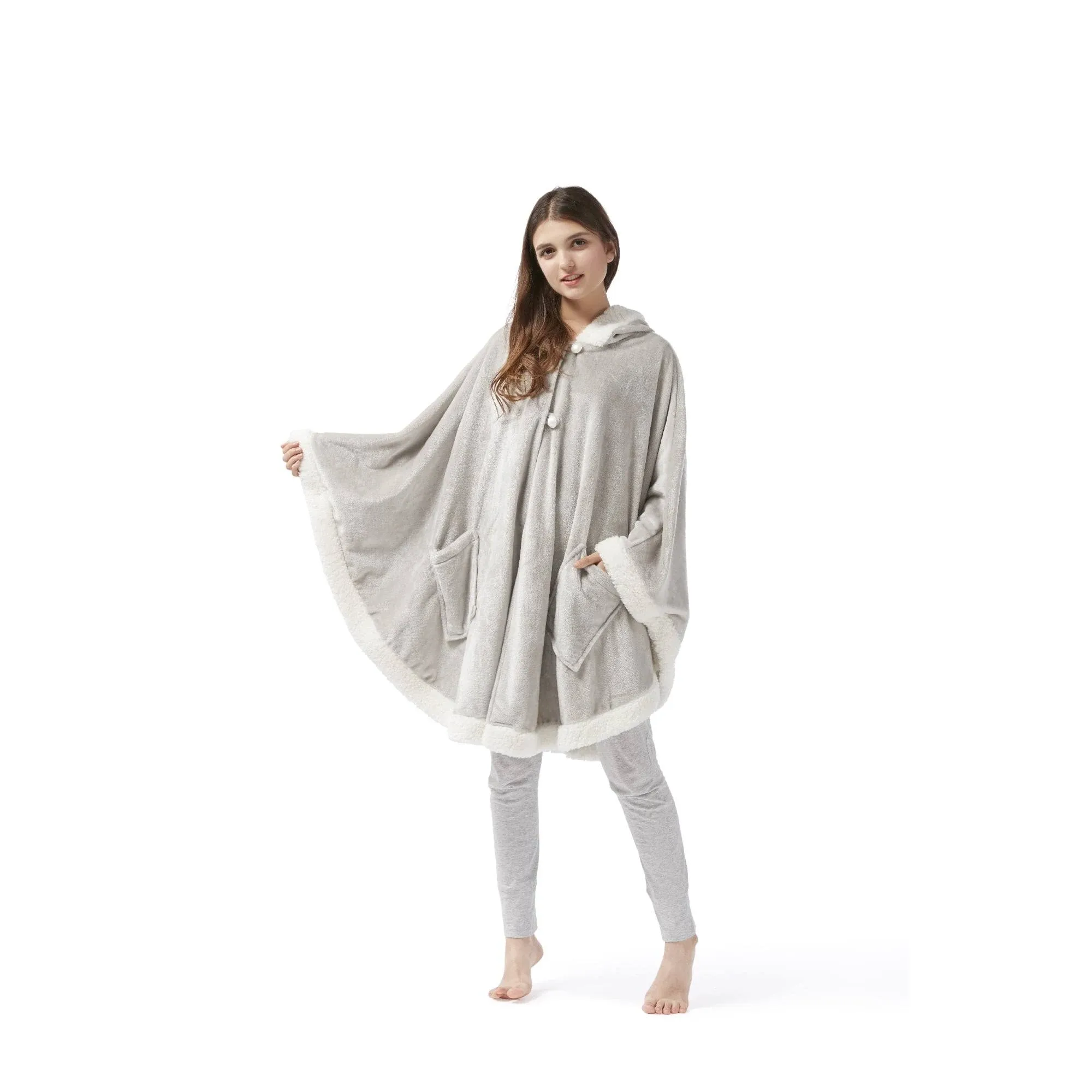 Comfort Spaces - CS58-0311 Glimmersoft Plush to Sherpa Pocket Hooded Angel Wr...