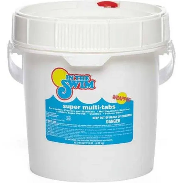 In The Swim 3 inch 5-in-1 Super Multi-Tabs – Swimming Pool Sanitizer – Chlorine - Algaecide - Stabilizer - Clarifier - 9 Pounds