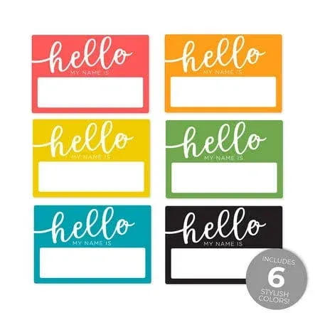 Hello My Name is Bright Stickers / 250 Trendy Name Tags / 6 Colorful Name Labels / 2" x 3" My Name is Classroom Camp Event Stickers/Made in The USA