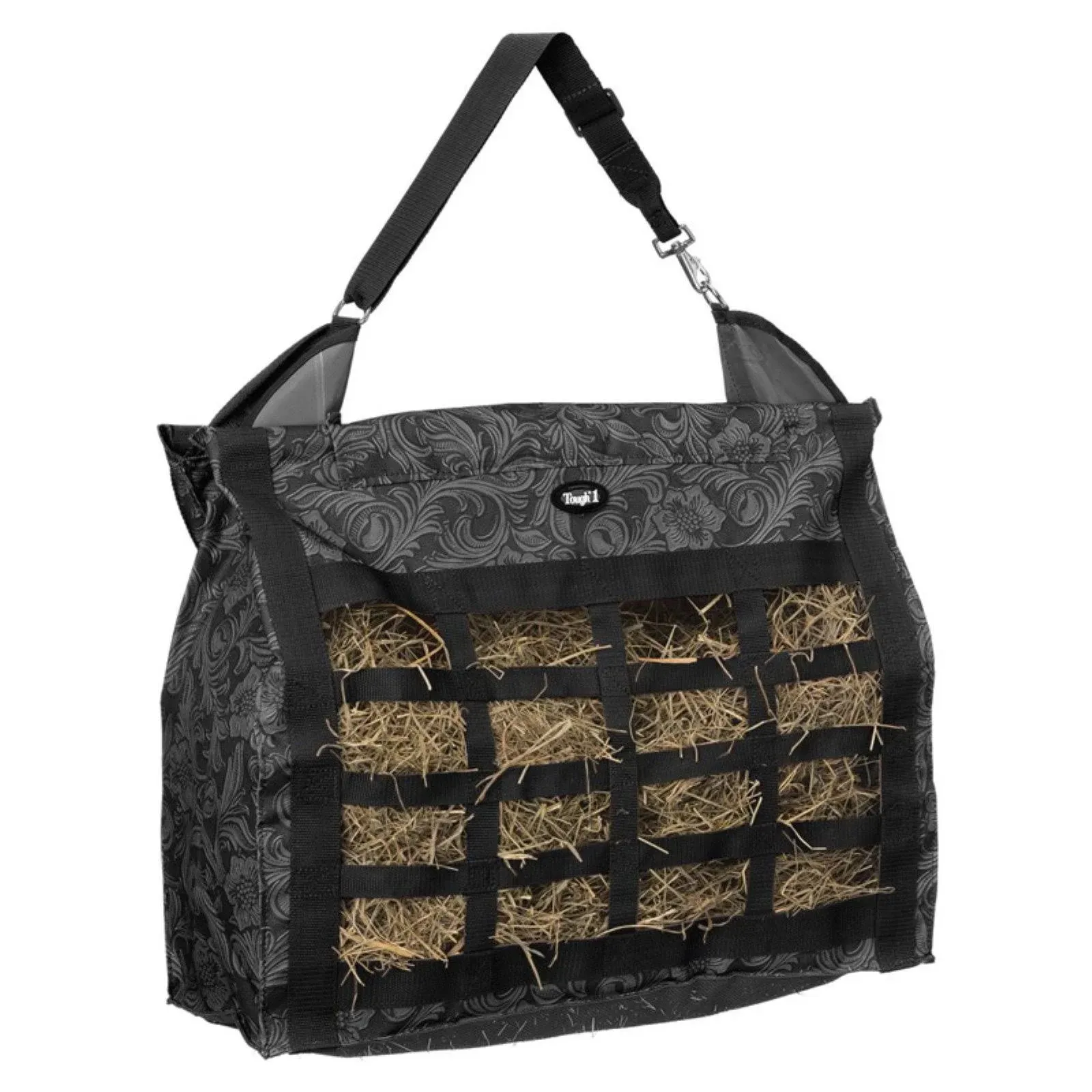 Tough-1 Heavy Denier Nylon Hay Tote Black Tooled