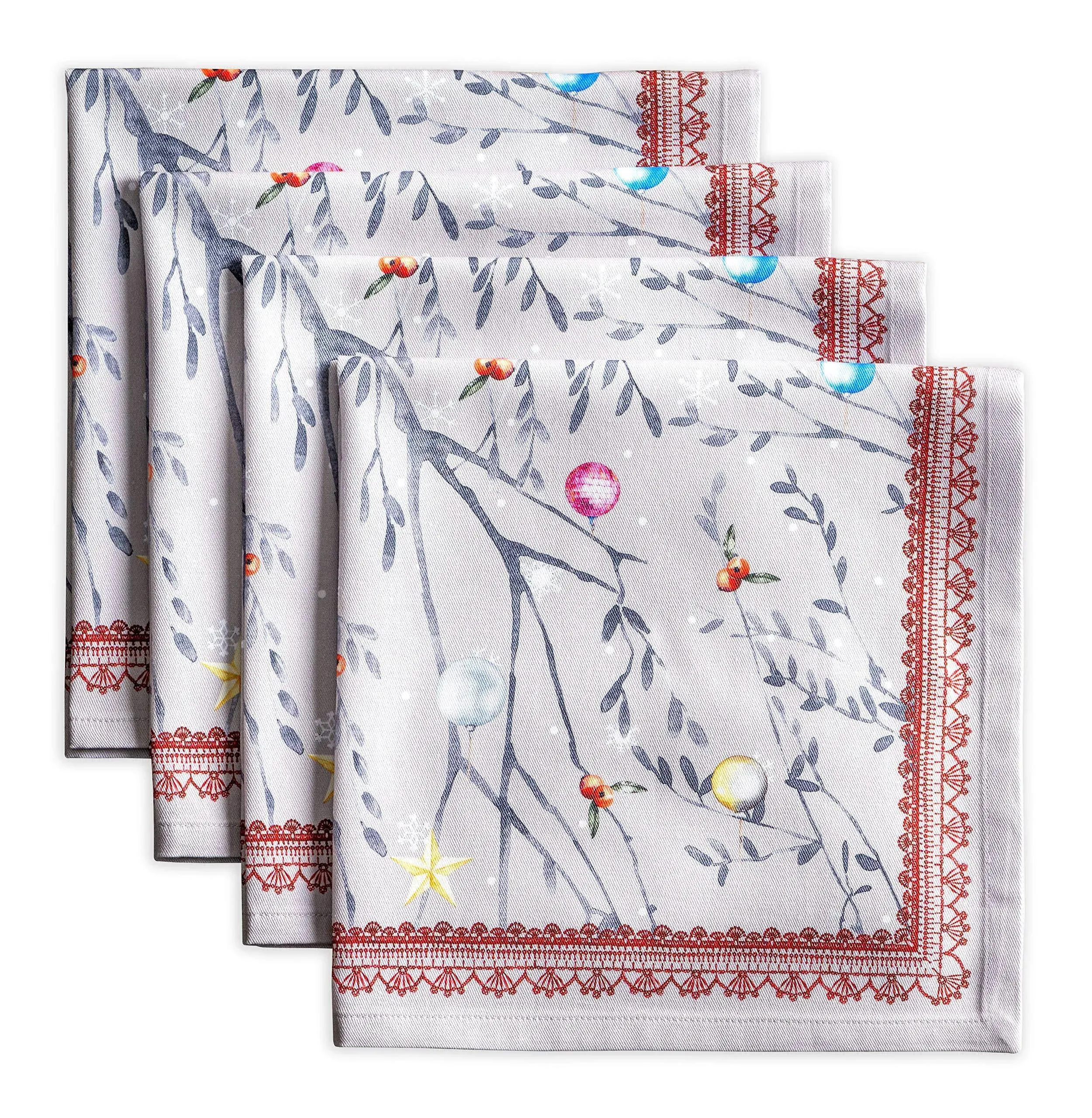 Maison d' Hermine Fairy Christmas 100% Cotton Set of 4 Napkins 20 inch by 20 inch.