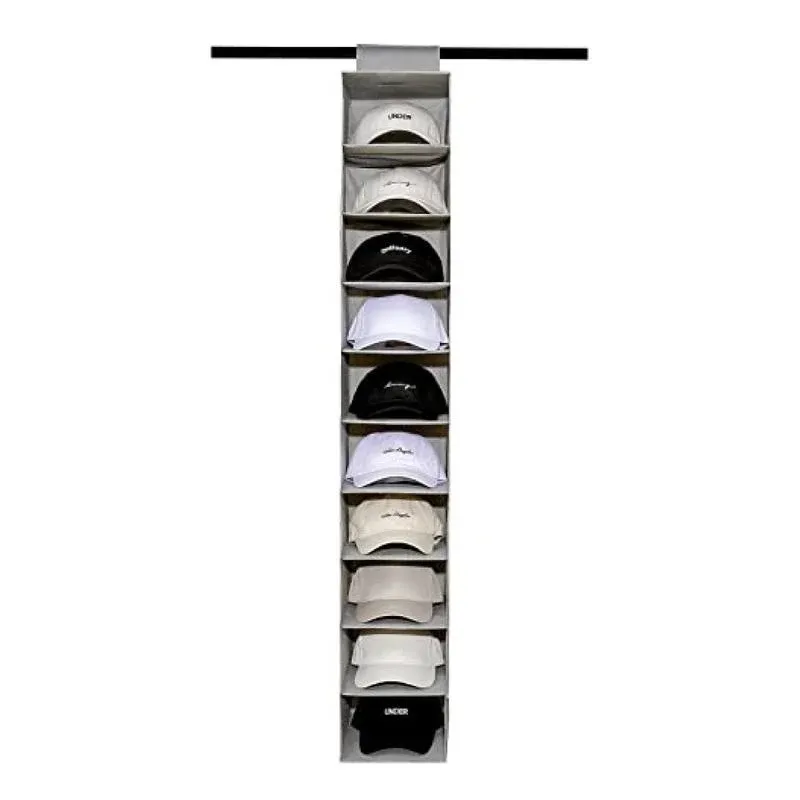 Hat Rack 10 Shelfs Hanging Closet Hat Organizer Dust Cover For Baseball Caps