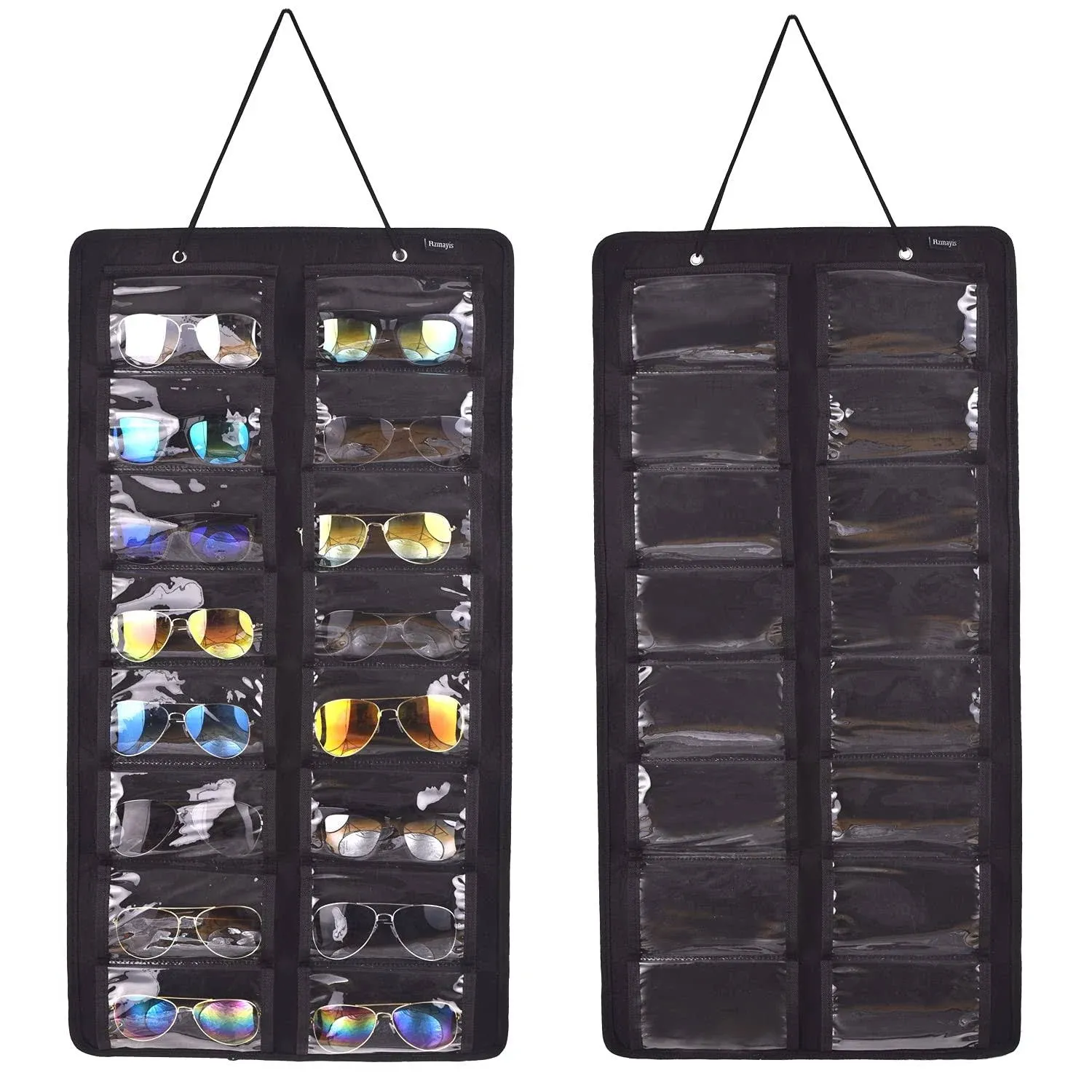 16 Slots Hanging Sunglasses Dust-Proof Organizer Wall Mounted Glasses Holder