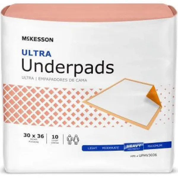 McKesson Underpad Ultra 30 X 36 Inch Heavy Absorbency