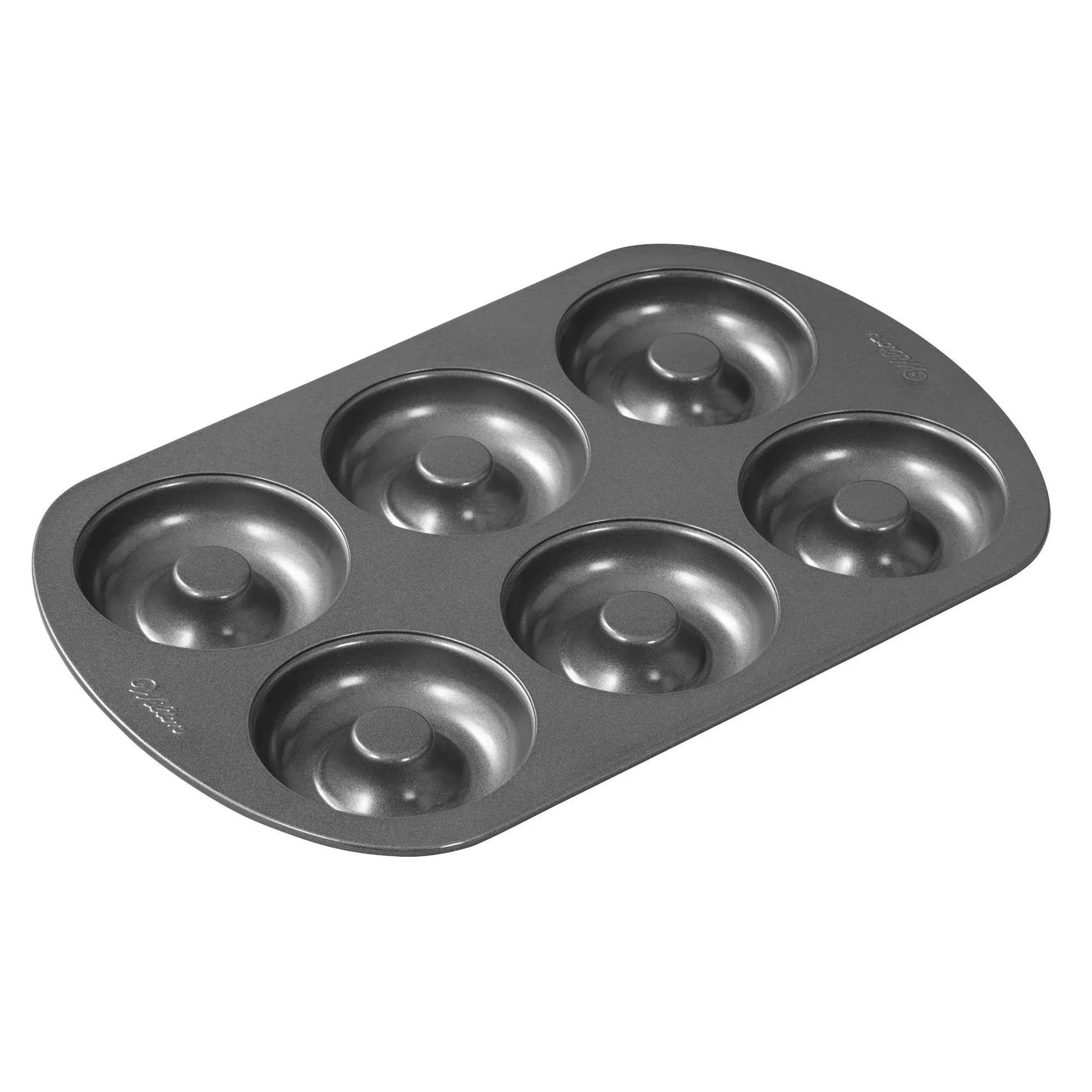 Wilton 6-Cavity Doughnut Baking Pan, Makes Individual Full-Sized 3 3/4" Donuts or Baked Treats, Non-Stick and Dishwasher Safe, Enjoy or Give as Gift, Metal (1 Pan)