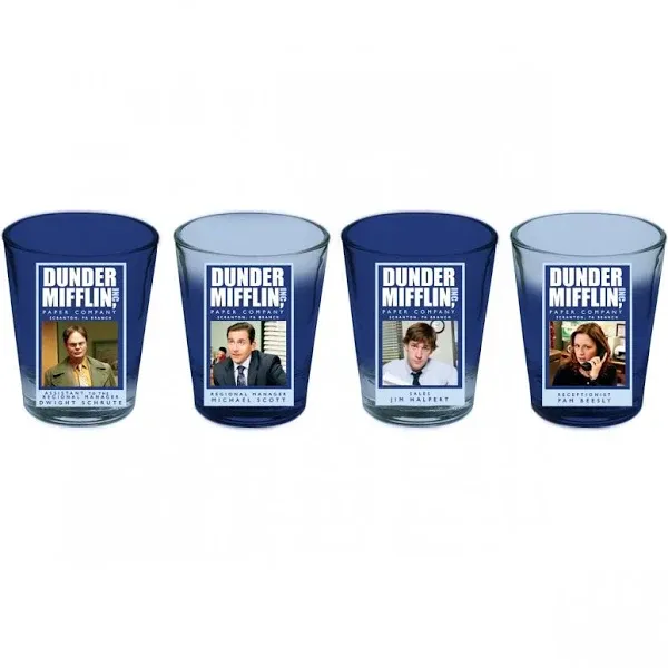 The Office Dunder Mifflin Shot Glass Set, 4-Pack