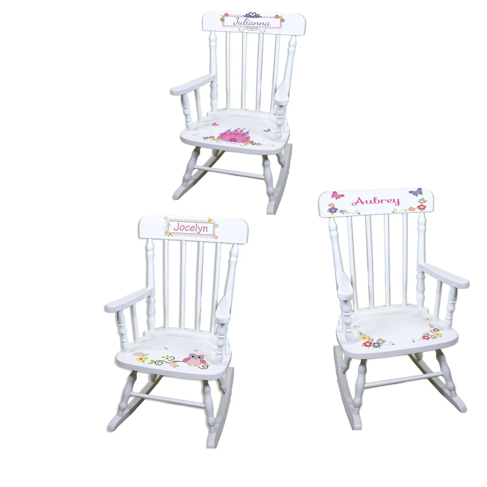 My Bambino Personalized Girls Rocking Chair White Wood Custom Rocker