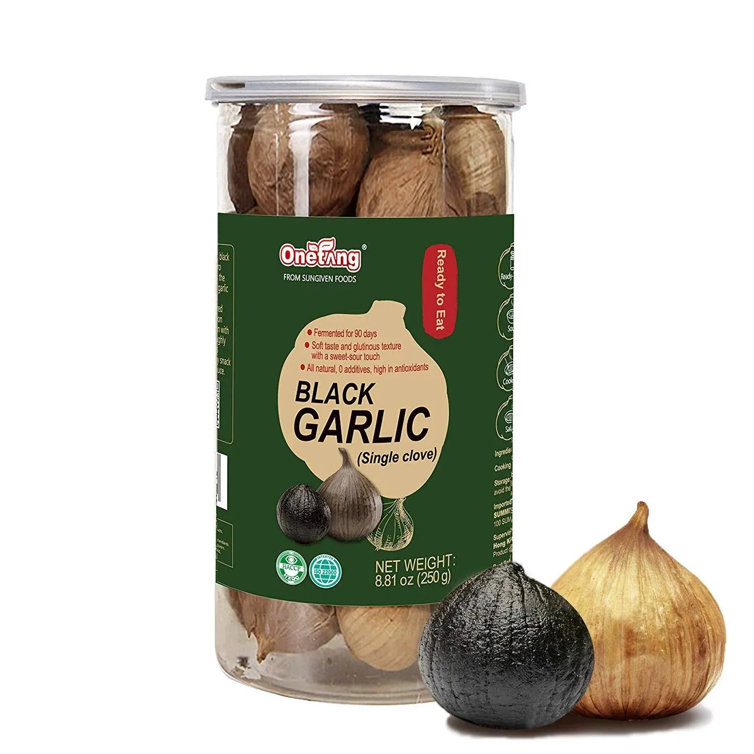 ONETANG Black Garlic 250g, Whole Black Garlic Fermented for 90 D