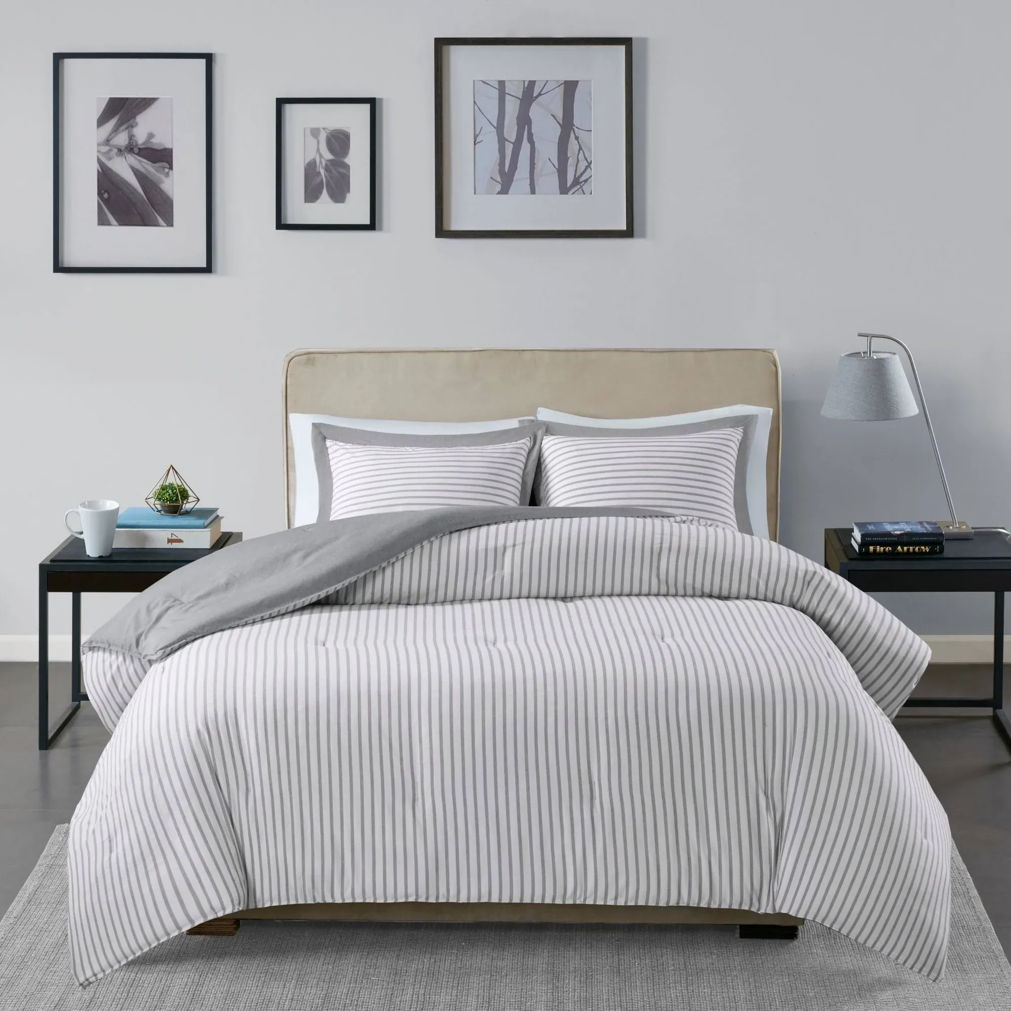 Madison Park Essentials Hayden Reversible Stripe Down Alternative Comforter Set, Full/Queen - Transitional - Comforters And Comforter Sets - by Olliix | Houzz