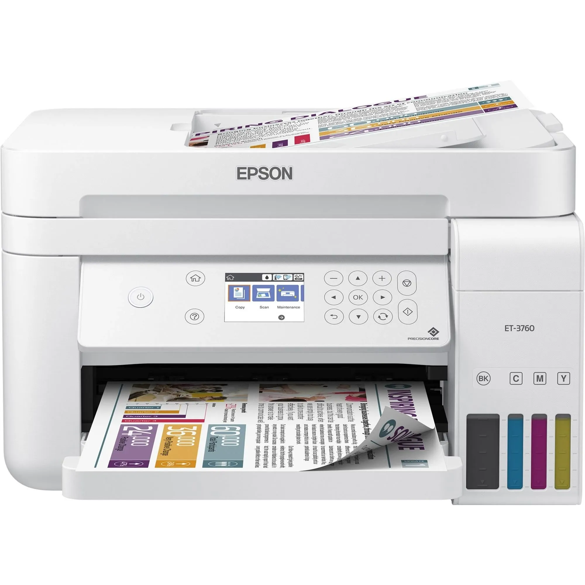 Epson - EcoTank ET-3760 Wireless All-In-One Inkjet Printer - White