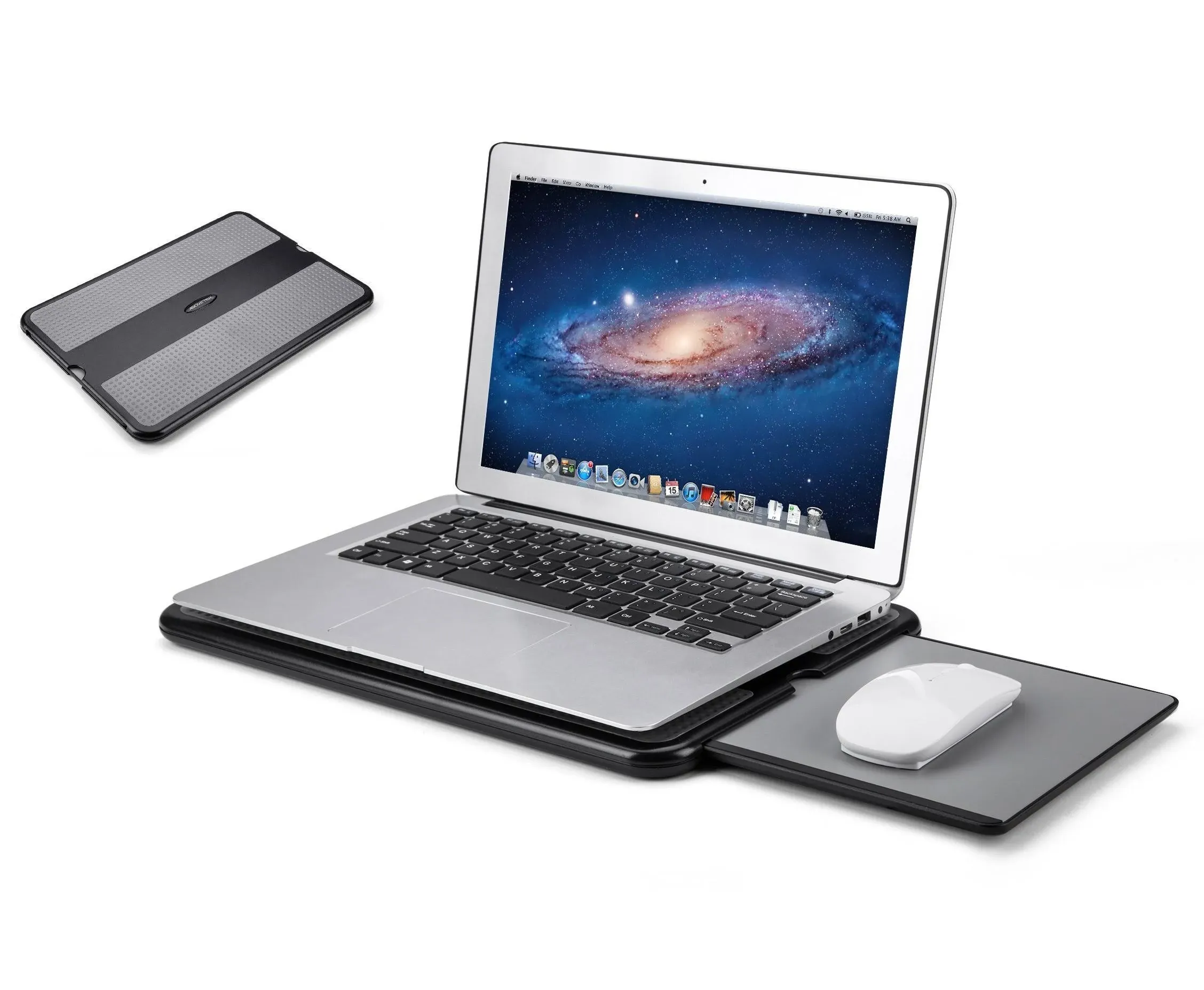 PORTABLE LAPTOP LAP DESK with Retractable Left Right Mouse Pad Tray ABOVETEK