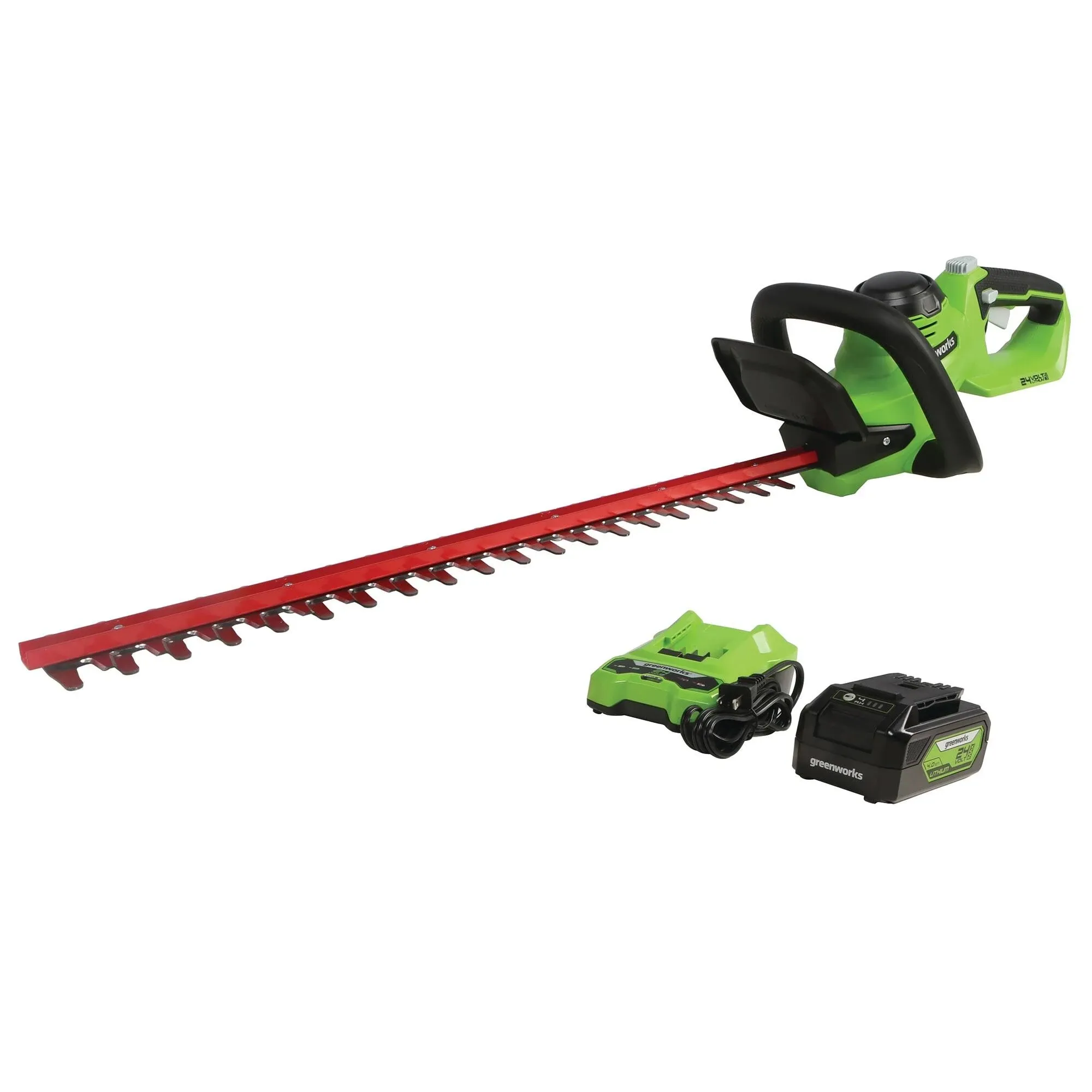 Greenworks 24-Volt 22-in Dual Cordless Electric Hedge Trimmer (Battery and