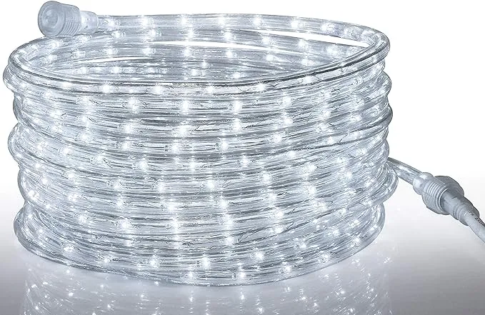 Tupkee LED Rope Light Cool-White - 24 Feet (7.3 m), for Indoor and Outdoor use - 10MM Diameter - 144 LED Long Life Bulbs Decorative Rope Tube Lights